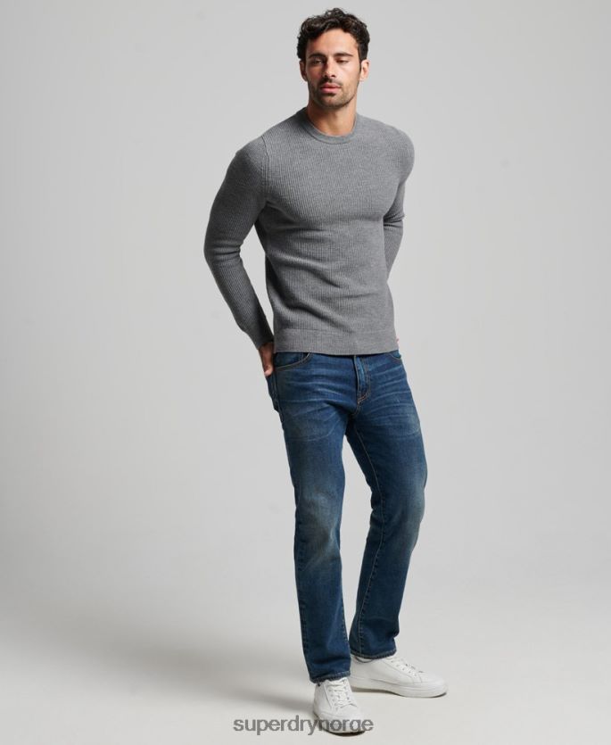Superdry grå klær 86P46D1236 vintage teksturert crew strikket genser menn