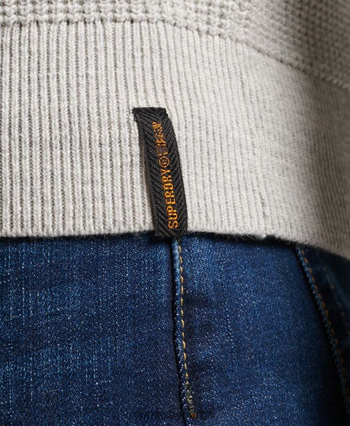 Superdry grå klær 86P46D1238 vintage teksturert crew strikket genser menn