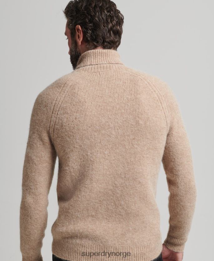 Superdry grå klær 86P46D1276 alpakka chunky genser med rullehals menn