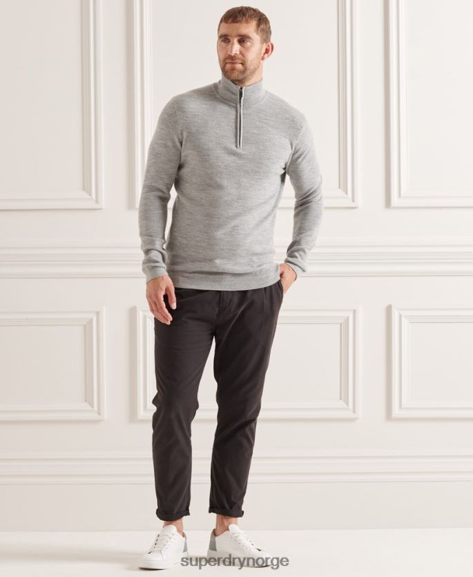 Superdry grå klær 86P46D1295 studios merino henley genser menn