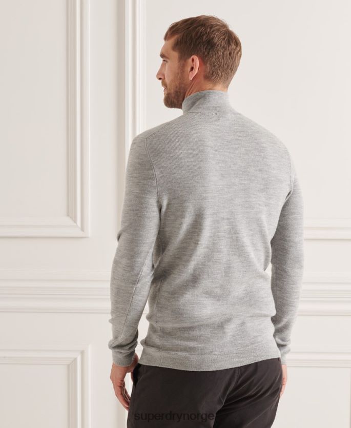 Superdry grå klær 86P46D1295 studios merino henley genser menn
