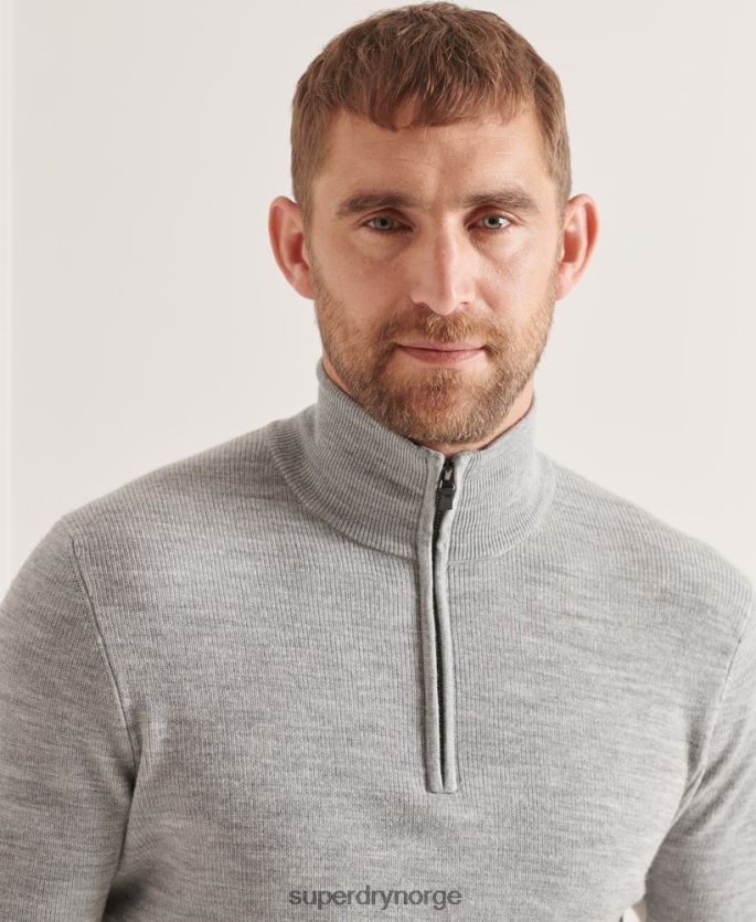 Superdry grå klær 86P46D1295 studios merino henley genser menn