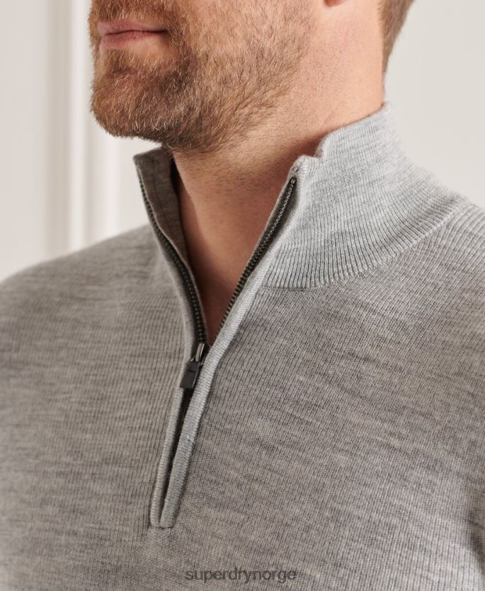 Superdry grå klær 86P46D1295 studios merino henley genser menn
