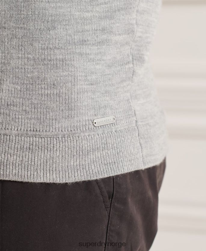 Superdry grå klær 86P46D1295 studios merino henley genser menn