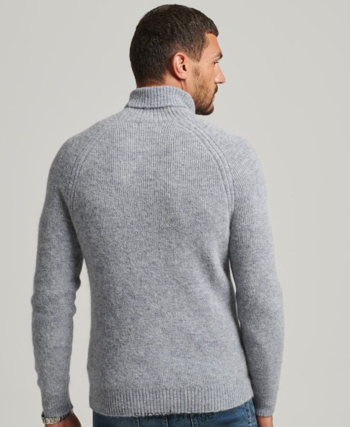 Superdry grå klær 86P46D1301 alpakka chunky genser med rullehals menn