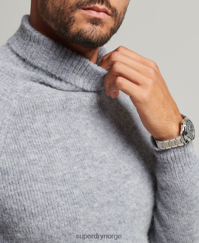 Superdry grå klær 86P46D1301 alpakka chunky genser med rullehals menn