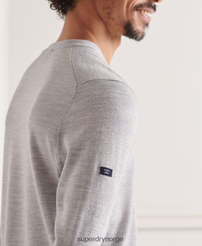 Superdry grå klær 86P46D1319 merino genser med v-hals menn