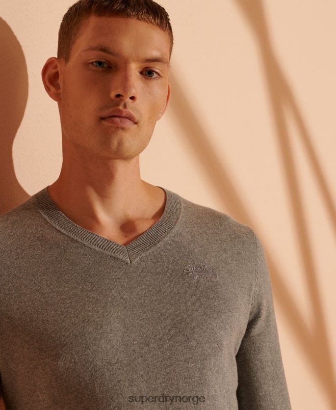 Superdry grå klær 86P46D1364 oransje genser med v-hals menn