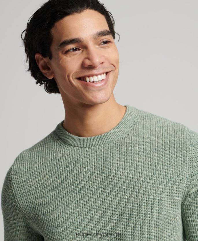 Superdry grønn klær 86P46D1265 vintage teksturert crew strikket genser menn