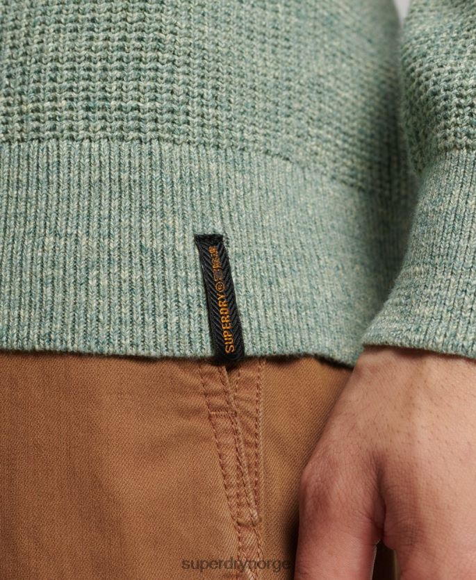 Superdry grønn klær 86P46D1265 vintage teksturert crew strikket genser menn