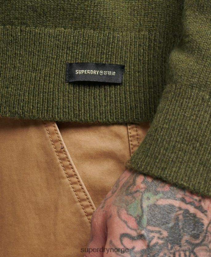 Superdry grønn klær 86P46D1282 crewhopper i lammeull menn