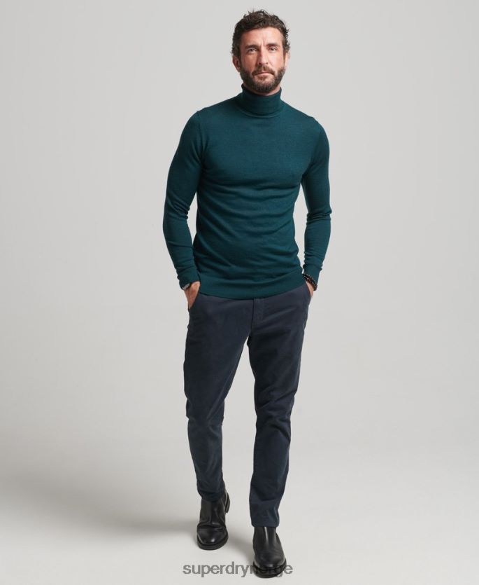 Superdry grønn klær 86P46D1291 merino genser med rullehals menn