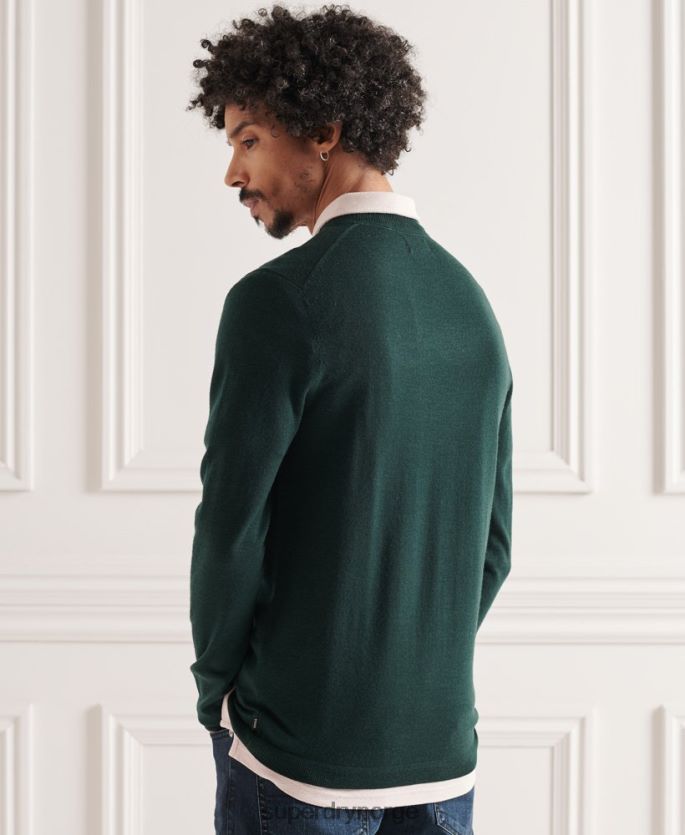 Superdry grønn klær 86P46D1306 merino lettvekts genser menn