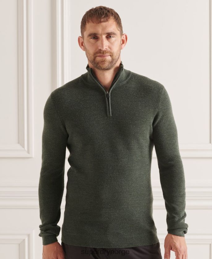 Superdry grønn klær 86P46D1324 studios merino henley genser menn