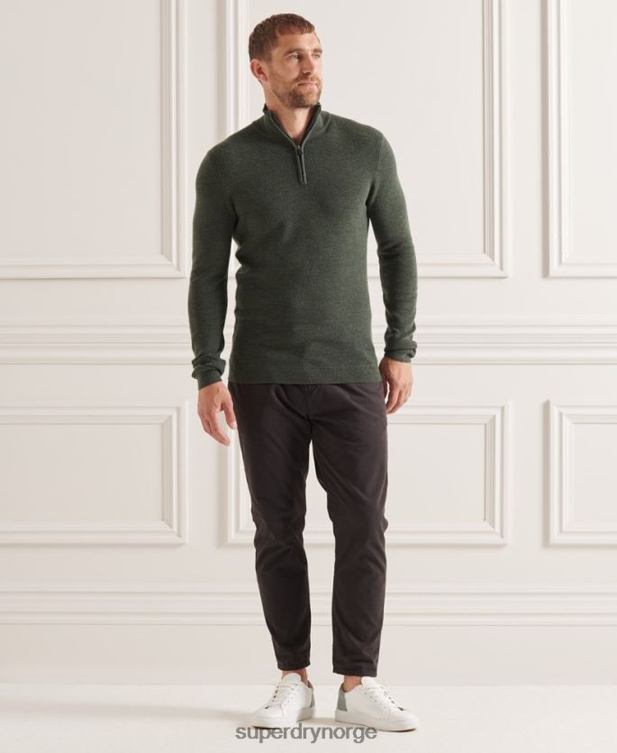 Superdry grønn klær 86P46D1324 studios merino henley genser menn