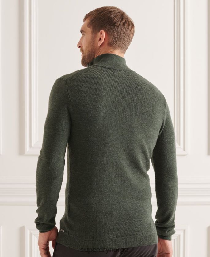 Superdry grønn klær 86P46D1324 studios merino henley genser menn