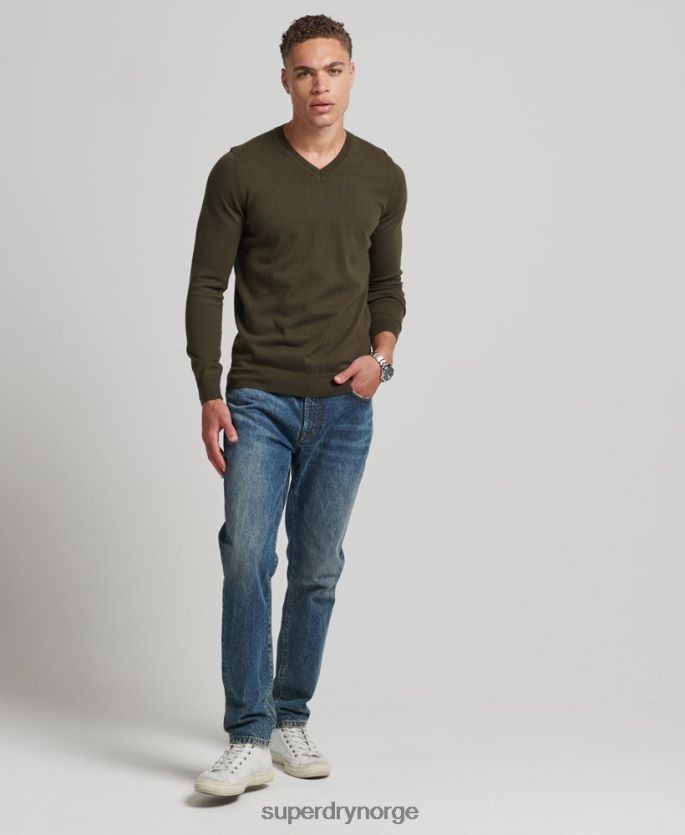 Superdry grønn klær 86P46D5254 vintage genser av kashmirblanding i økologisk bomull menn