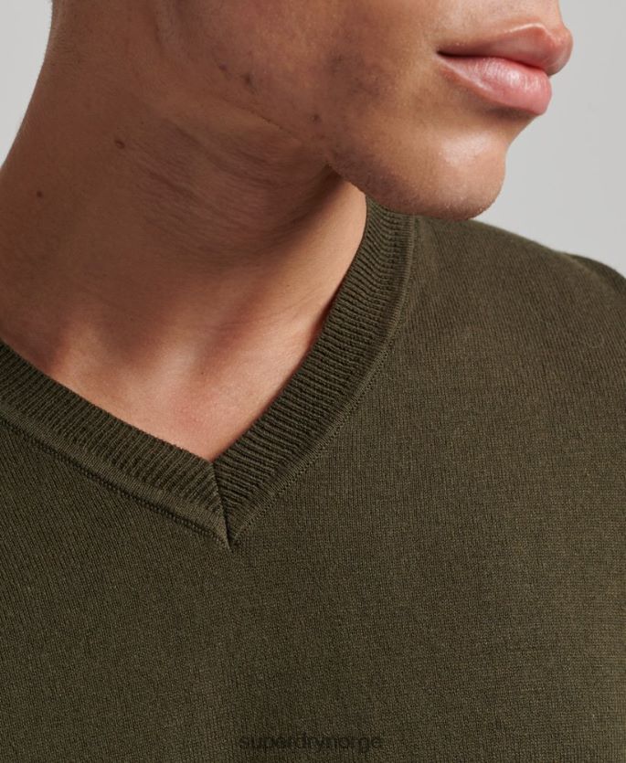 Superdry grønn klær 86P46D5254 vintage genser av kashmirblanding i økologisk bomull menn