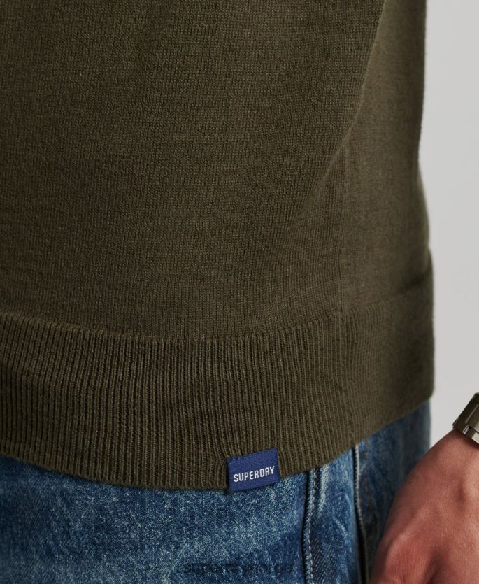 Superdry grønn klær 86P46D5254 vintage genser av kashmirblanding i økologisk bomull menn