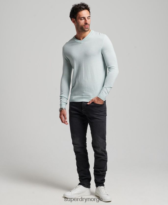 Superdry grønn klær 86P46D5267 merino genser med v-hals menn