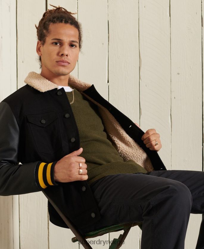 Superdry grønn klær 86P46D5287 lettvekts genser i lammeull menn