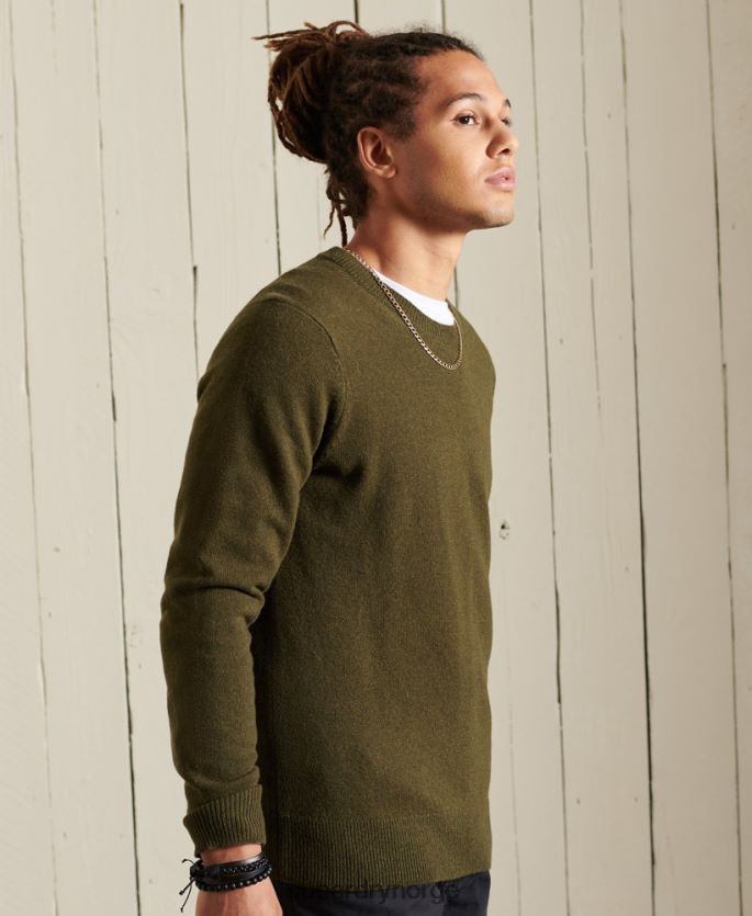 Superdry grønn klær 86P46D5287 lettvekts genser i lammeull menn