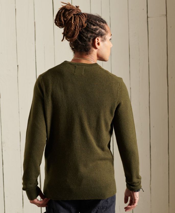 Superdry grønn klær 86P46D5287 lettvekts genser i lammeull menn