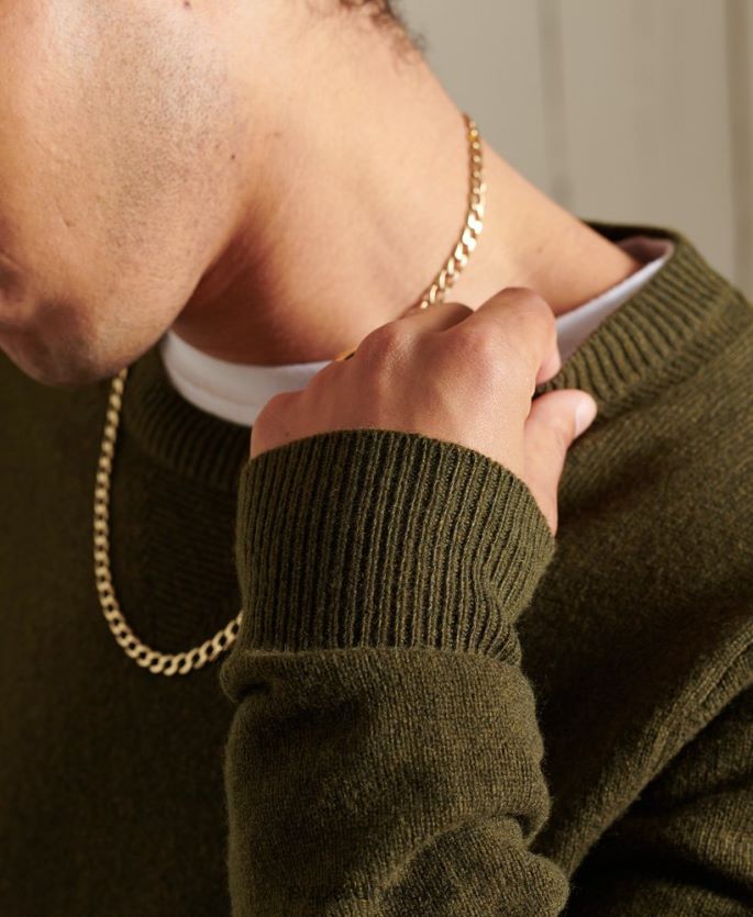 Superdry grønn klær 86P46D5287 lettvekts genser i lammeull menn