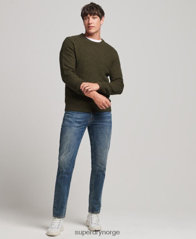 Superdry grønn klær 86P46D5332 teksturert twist crew-genser menn