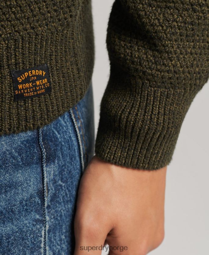 Superdry grønn klær 86P46D5332 teksturert twist crew-genser menn