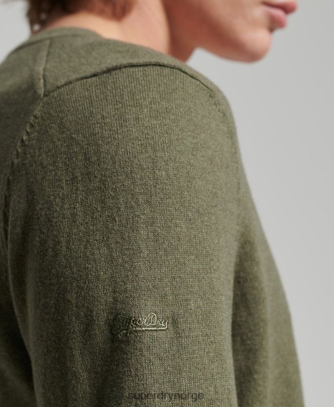 Superdry grønn klær 86P46D5333 vintage genser av kashmirblanding i økologisk bomull menn