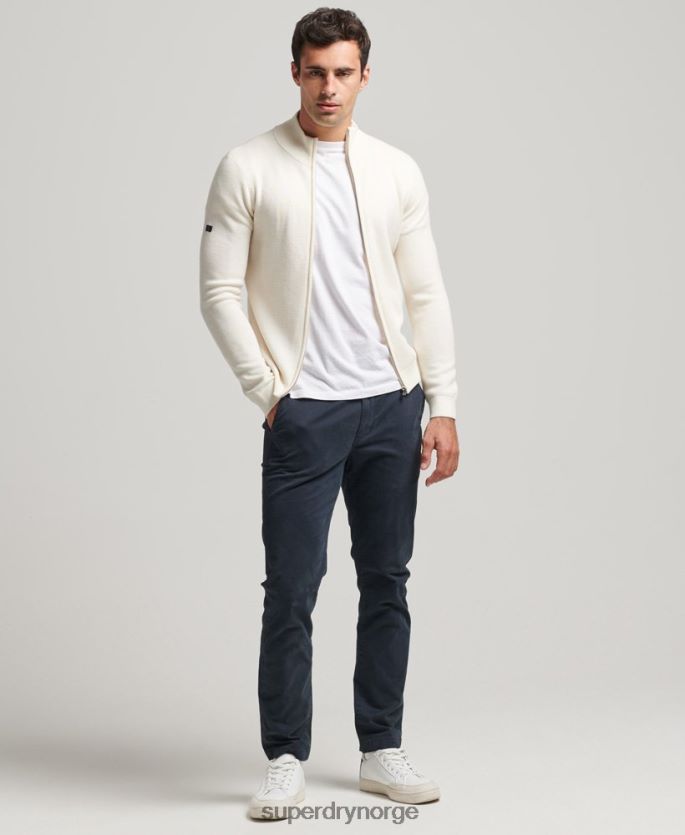 Superdry hvit klær 86P46D1242 Merino strikket cardigan med glidelås menn