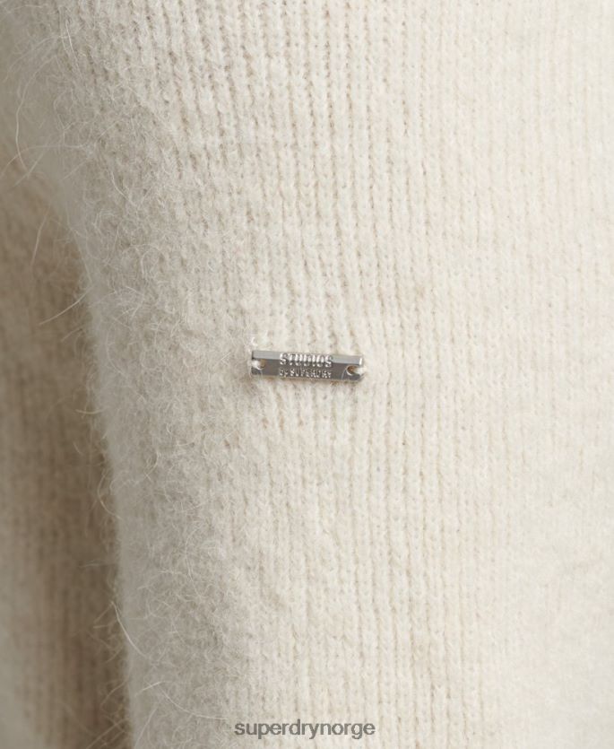 Superdry hvit klær 86P46D1267 alpakka chunky genser med rullehals menn