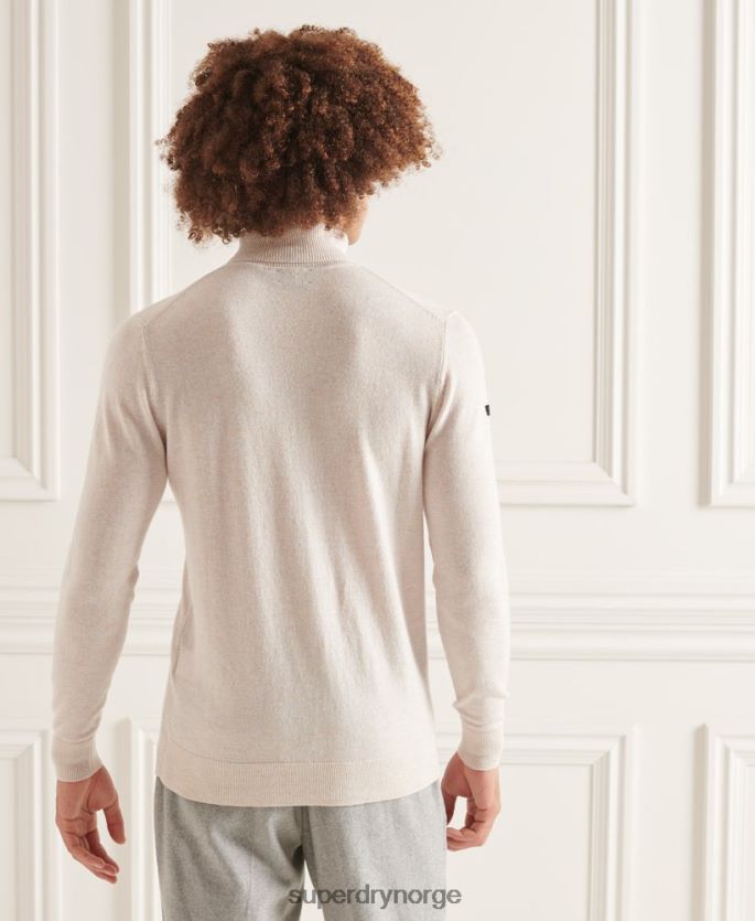 Superdry hvit klær 86P46D1328 studios genser i lammeull med rullehals menn