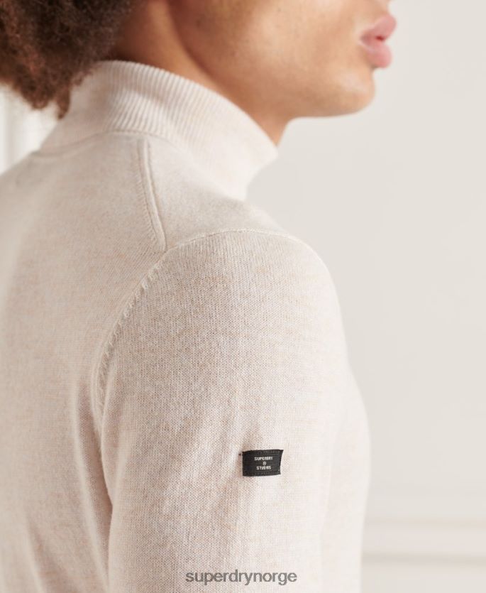 Superdry hvit klær 86P46D1328 studios genser i lammeull med rullehals menn