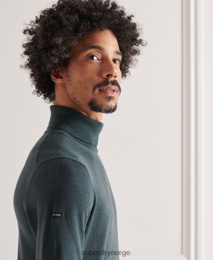 Superdry kaki klær 86P46D1327 merino genser med rullehals menn