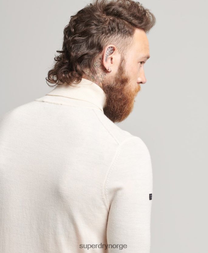 Superdry krem klær 86P46D1292 merino genser med rullehals menn