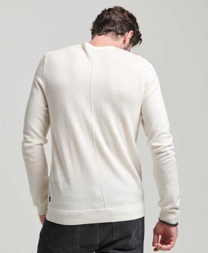 Superdry krem klær 86P46D1520 merino henley strikket topp med rund hals menn
