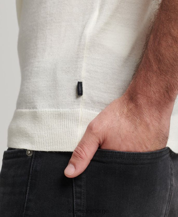 Superdry krem klær 86P46D1520 merino henley strikket topp med rund hals menn