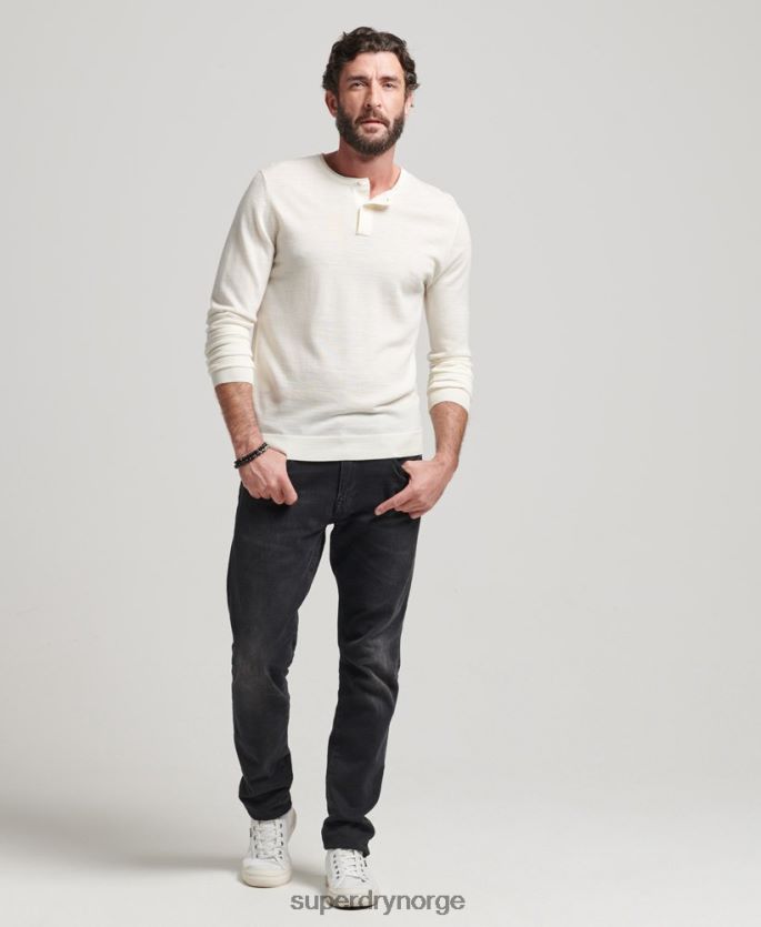 Superdry krem klær 86P46D1520 merino henley strikket topp med rund hals menn