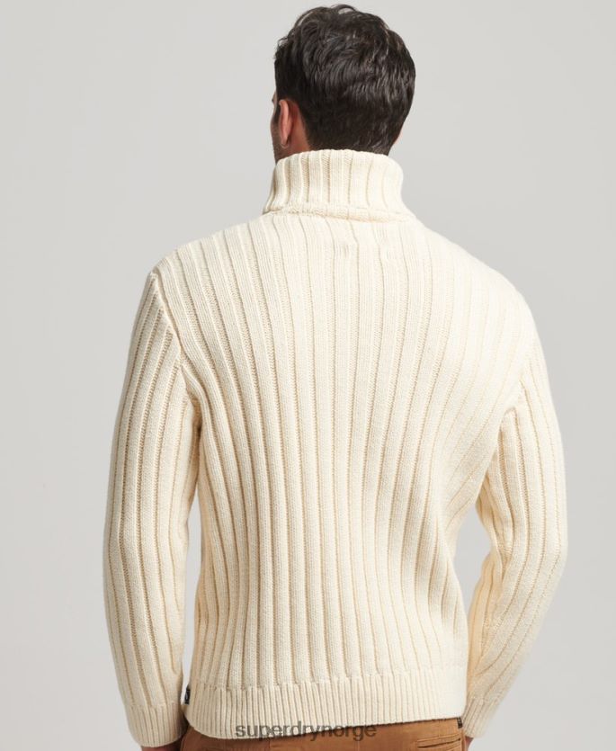 Superdry krem klær 86P46D5238 genser med rullehals i merinoblanding menn