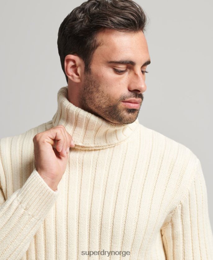 Superdry krem klær 86P46D5238 genser med rullehals i merinoblanding menn