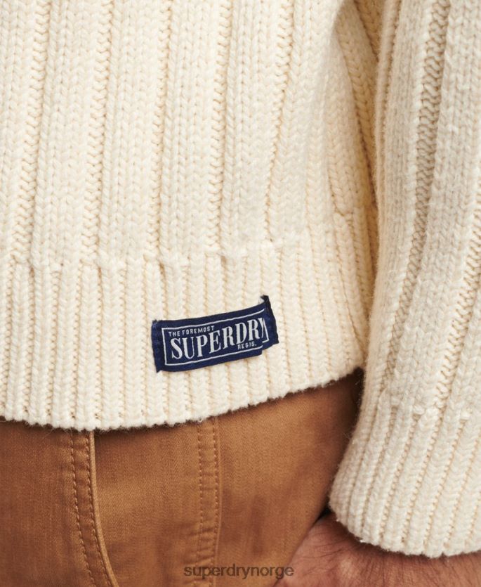 Superdry krem klær 86P46D5238 genser med rullehals i merinoblanding menn