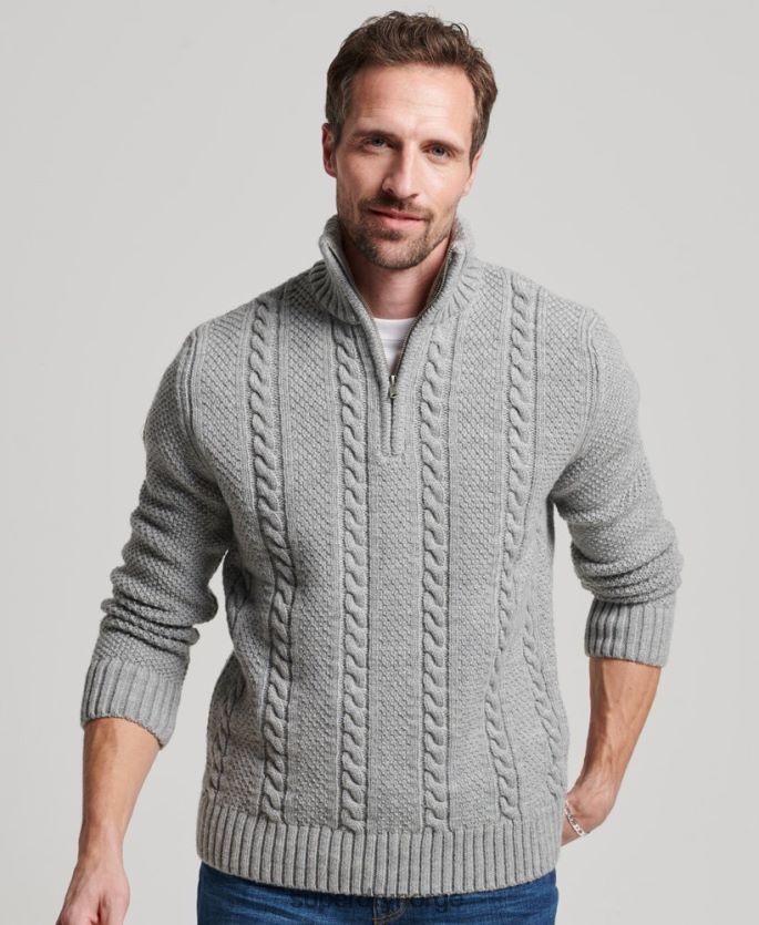 Superdry lysegrå klær 86P46D1275 vintage jacob henley genser menn