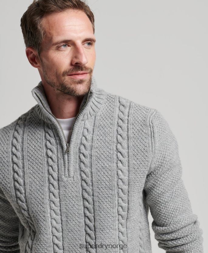 Superdry lysegrå klær 86P46D1275 vintage jacob henley genser menn