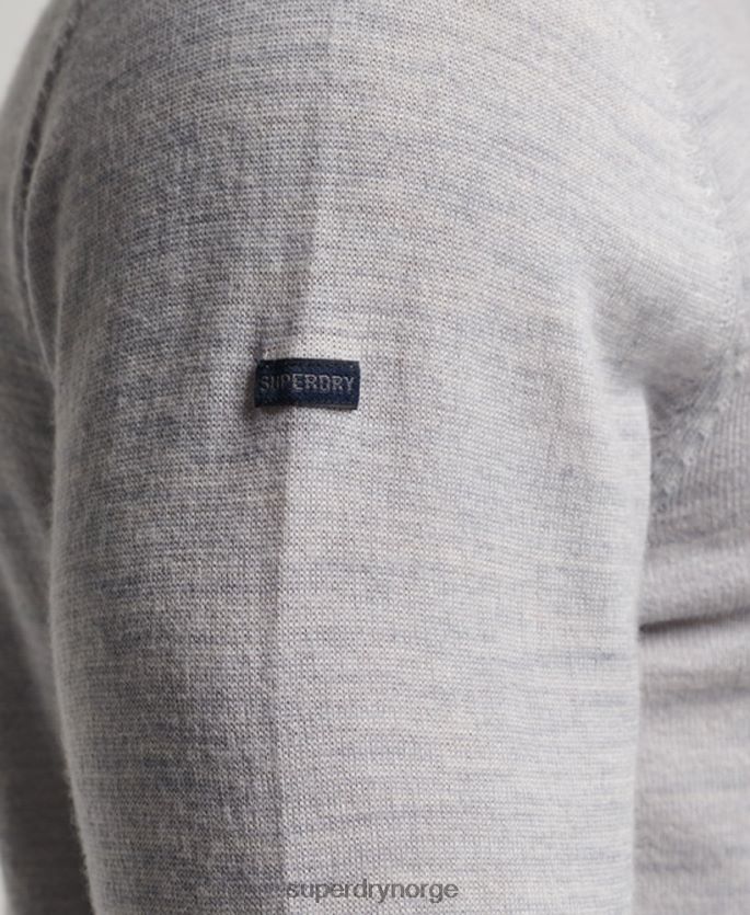 Superdry lysegrå klær 86P46D1287 merino genser med rund hals menn