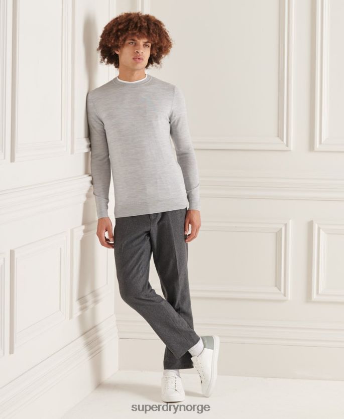 Superdry lysegrå klær 86P46D1333 studios merino crew jumper menn