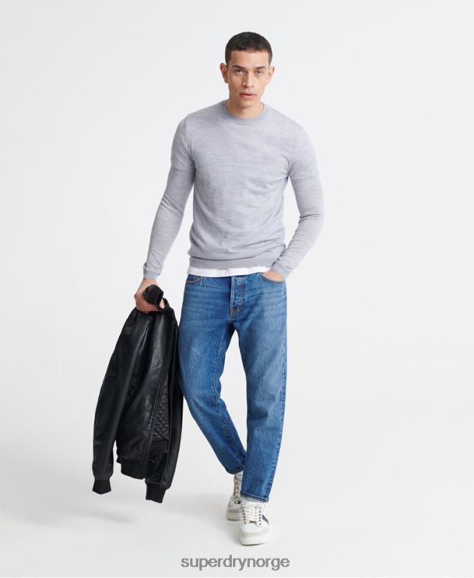 Superdry lysegrå klær 86P46D1366 rediger merino crew jumper menn