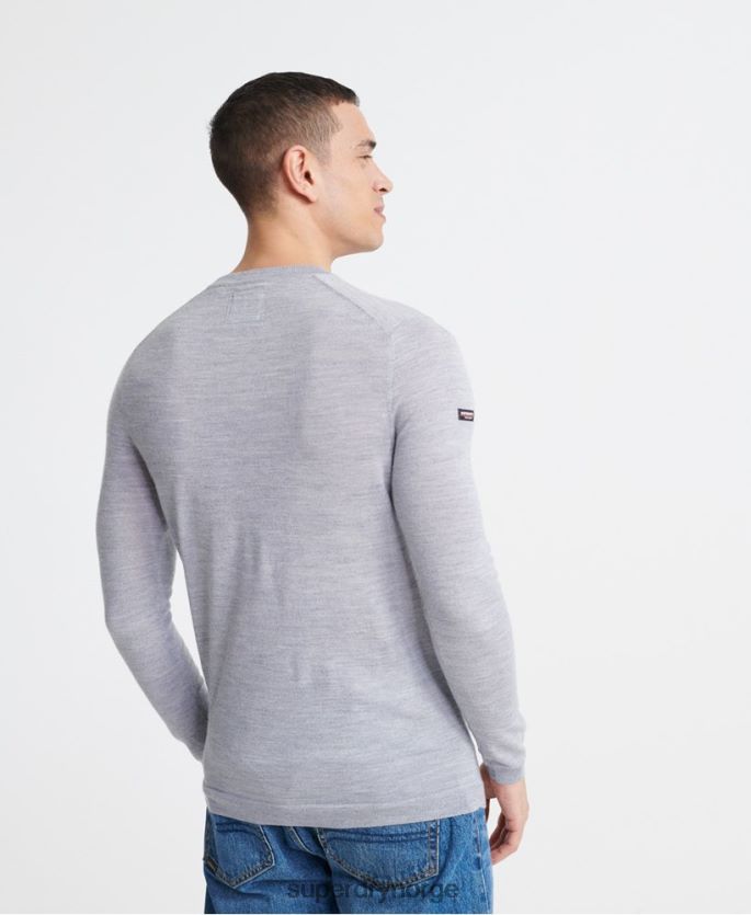 Superdry lysegrå klær 86P46D1366 rediger merino crew jumper menn