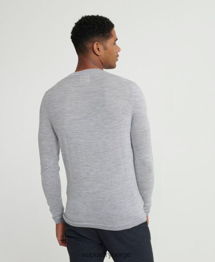 Superdry lysegrå klær 86P46D1367 rediger merino crew jumper menn
